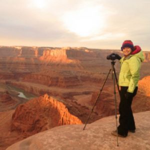 Sarah Marino photographing desert landscape